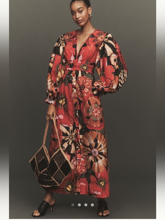 FARM Rio Dresses & Skirts - Anthropologie x Farm Rio Flowershop Puff-Sleeve Maxi Dress - Size XL - BNWT